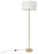 Lampa stojąca mosiądz z białym kloszem 50 cm - Simplo
