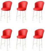 Zestaw krzeseł barowych Uras Red and White, 6 szt., 6 szt.