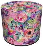 Okrągła tapicerowana wielobarwna pufa w kwiaty H0-F84