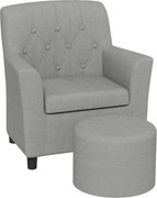 AIYAPLAY Fotel dla dzieci z pufem, oparcie w wzór w romby, miękkie siedzisko, drewniana rama, Szary