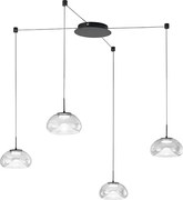 Brena - Przezroczysta, 4-punktowa, zdecentralizowana lampa wisząca - Fabas Luce - 40W ściemnialna dioda LED - Zdecentralizowany montaż