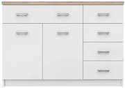 Biała komoda z szafką i 5 szufladami 120 cm T0-K67
