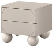 Szafka nocna z dwoma szufladami Sonatia II na nogach kulach 45 cm - kaszmir