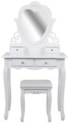 Toaletka lustrzana z taboretem London, w kilku kolorach-biała