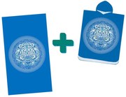 Zestaw plażowy TIGER – ręcznik plażowy 100×180 cm i ponczo 80×145 cm, niebieski