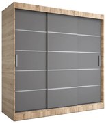 Szafa przesuwna dąb sonoma + antracyt 200 cm F9-B68