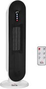 HOMCOM Grzejnik termoelektryczny 2000 Watt Zdalne sterowanie 24-godzinny timer Oscylacja Metal, Plastik Biały + Czarny 21 x 21 x 63,5 cm