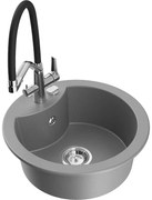 Mexen Diego zlewozmywak granitowy 1-komorowy z baterią kuchenną Duo, szary - 6512-71-671701-07