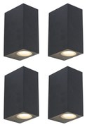 Zewnetrzna Zestaw 4 Nowoczesnych lamp ściennych czarnych 2-światłowych IP44 - Baleno Nowoczesny Oswietlenie zewnetrzne