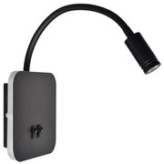 LED elastyczna lampka ścienna BASE 1xLED/8W+1xLED/2W/230V czarno-srebrna