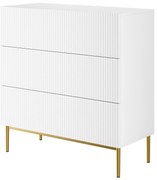 Komoda z szufladami Nicole 100 cm - biały mat / złote nóżki