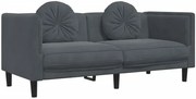 Ciemnoszara aksamitna sofa 2-osobowa z poduszkami E4-A56