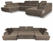 Narożnik kształt U rozkładany f. spania Bosso Family meble brązowy welur