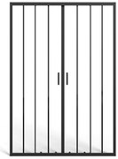 Podwójne przesuwne drzwi prysznicowe z matowego czarnego metalu - Szkło antyosadowe - 140 x 195 cm - BAVIODA