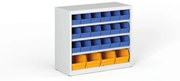 Regał z plastikowymi pojemnikami BASIC - 800 x 400 x 920 mm, 18x B, 4x C