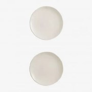 Zestaw 2 Płaskich Talerzy Z Kamionki Belvere Gardenia Biel - Sklum
