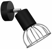 Kinkiet, czarny, loftowy, pojedynczy DANTE BLACK/SILVER 1x mini GU10