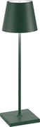 Lampa stołowa LED Poldina Pro w kolorze ciemnozielonym, ładowalna i ściemnialna, z czasem pracy na baterii do 12 godzin.