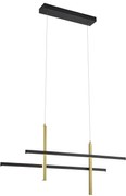 Designerska lampa wisząca H czarna ze złotem z LED z 3-stopniowym ściemnianiem - Joy Nowoczesny Oswietlenie wewnetrzne