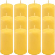 Zestaw świec słupkowych, 11,5 cm, Ø 6 cm, żółte, 12 szt.