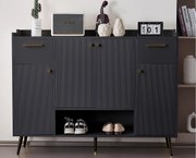 Szafka na buty - 2 szuflady + 4 drzwi + otwarta przegroda - Czarna