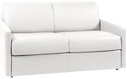 Kanapa 2-osobowa z ekspresowym mechanizmem rozkładania z ekoskóry CALIFE - Kolor: biały - Miejsce do spania: 120 cm - Materac 14 cm