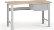 Stół warsztatowy G7, blat bukowy, 1500 x 685 x 840 mm, 1x kontener, 1x szuflada, szary