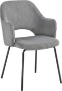 HOMCOM Krzesło do jadalni, pokrycie aksamitne, kształt muszli, nogi metalowe, podkładki pod stopy, szare