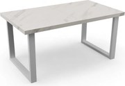 STÓŁ PROSTOKĄTNY NOWOCZESNY MARMUR BIAŁY + METAL BIAŁY 90x160/260 cm + nogi metalowe