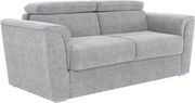 Kanapa 3-osobowa rozkładana typu express z tkaniny teksturowanej w kolorze jasnym szarym - Powierzchnia spania 140 cm - Materac 22 cm z pianką memory - RIZORA