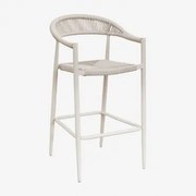 Zestaw 2 Wysokich Stołków Ogrodowych Z Aluminium I Syntetycznego Rattanu Amatria Kremowa Tapioca - Sklum