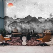 Fototapeta - Górski krajobraz, akwarela (196x136 cm)