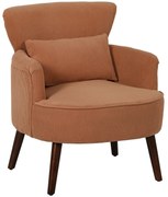 HOMCOM Nowoczesny fotel z podłokietnikami, tapicerowany fotel dekoracyjny z poduszką lędźwiową, nogi z drewna kauczukowego, Pomarańczowy