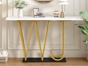 Stół konsolowy w stylu nowoczesnym 120x29,5x80 cm - do salonu lub korytarza - konstrukcja i nogi metalowe - Biały