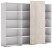 PLAN Regał biurowy wysoki długi BLOCK, Biały / dąb naturalny