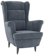 Ciemnoszary welurowy fotel do salonu P3-C04