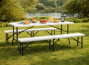 Zestaw cateringowy - stół bankietowy 180 cm i 2 ławki Party, biały