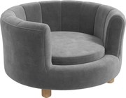 PawHut Łóżko dla Zwierząt Domowych z Nogami z Drewna, Podniesione, z Pokrowcem Flanelowym, Zdejmowana Poduszka, Szary