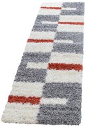 Dywan shaggy Gala szaro-kremowo-ceglany 80 cm x 250 cm