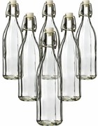 Szklana butelka z zamknięciem typu clip, 1 l, 6szt., 1 l