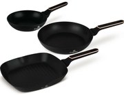 BerlingerHaus Zestaw patelni z powłoką tytanową Black Rose, 3 szt.