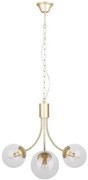 Elegancka lampa wisząca w kolorze mosiądzu z trzema szklanymi kloszami - V120 W6-Z49