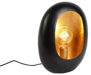 Designerska lampa stołowa czarna ze złotym wnętrzem 36 cm - Cova