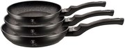 Czarny zestaw 3 aluminiowych patelni R7-A42