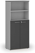 Szafa biurowa kombinowana PRIMO GRAY, drzwi na 3 poziomach, 800 x 420 x 1781 mm, szary/grafit