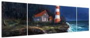Obraz - Latarnia morska na brzegu oceanu, akwarela (170x50 cm)