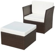 Brązowy fotel ogrodowy z podnóżkiem C1-R04