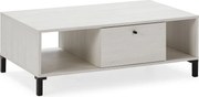 Stolik kawowy Colummn Javea z 1 szufladą i 2 półkami, kolor biały i drewno, szerokość 100 cm.