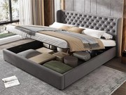 Łóżko tapicerowane welurowe 160x200cm z stelażem na listwach - Szare