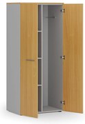 Szafa ubraniowa biurowa PRIMO GRAY, 3 półki, drążek do szafy, 800 x 500 x 1781 mm, szary/buk